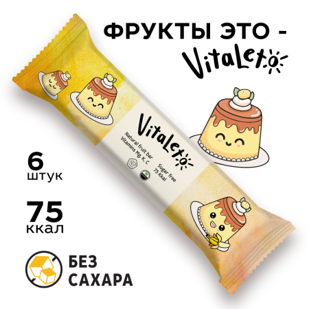 Батончик фруктово-злаковый VitaLeto "Банановый пудинг", 6 шт. х 30 г